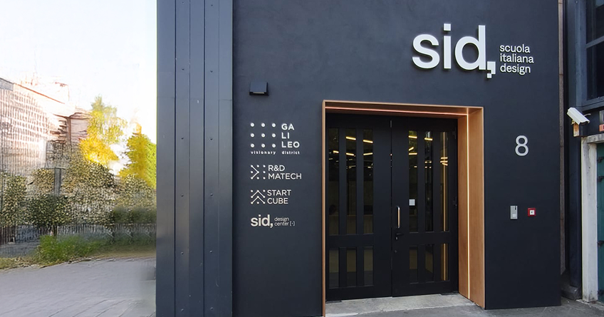 Entrance of the building in Padova that hosts Galileo Visionary District, SID – Scuola Italiana Design, MaTech and Start Cube
